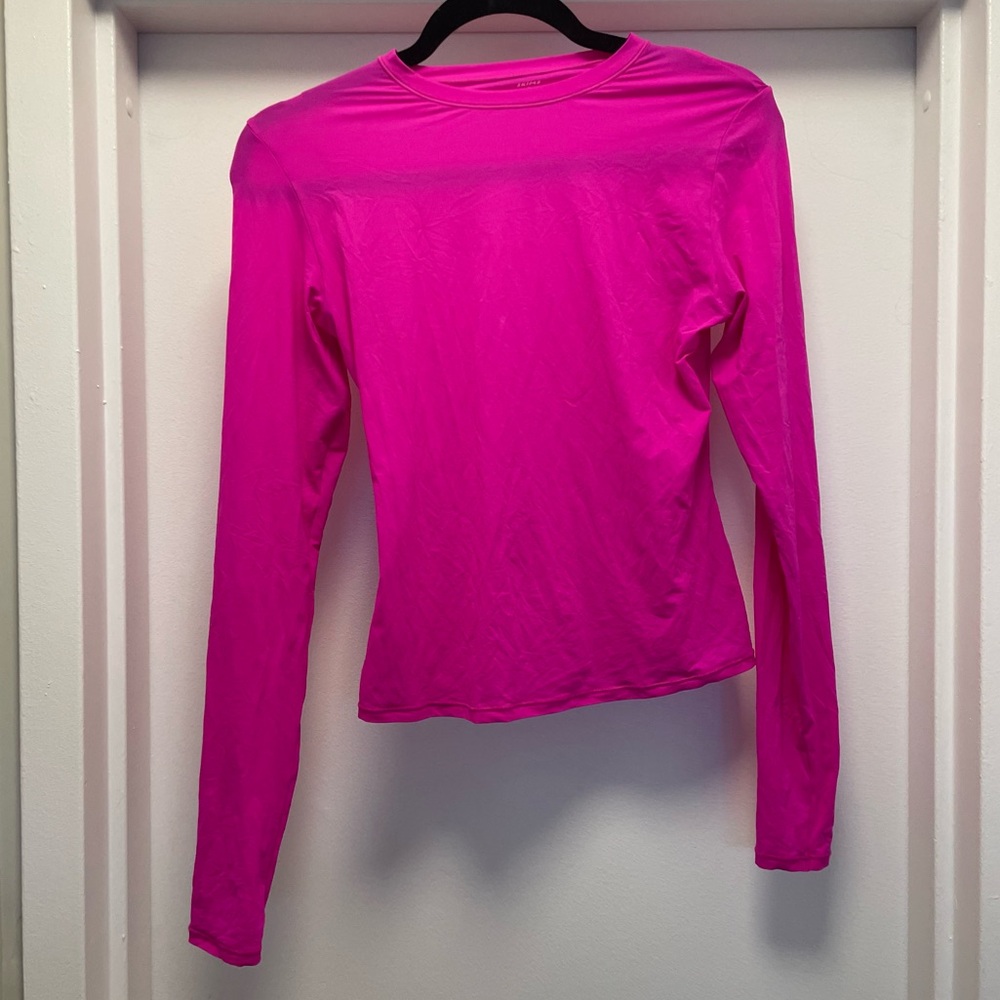 SKIMS Long Sleeve Crewneck Tee in Hot Pink